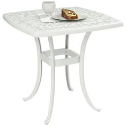 Rackhams 54 x 54cm Aluminium Outdoor Garden Side Table w/ Umbrella Hole, White - 1 - 54 x 54 x 52.5 cm - 54 - thumbnail 2