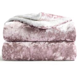 Rackhams Crushed Velvet Sherpa Reverse Throw - Emerald - thumbnail 4