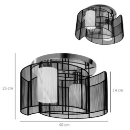 Rackhams Flush Mount Ceiling Light w/ Wire Drawing Lampshade Chrome Finish Black - thumbnail 3
