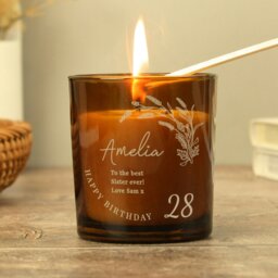 Rackhams Personalised Birthday Amber Glass Candle - thumbnail 4