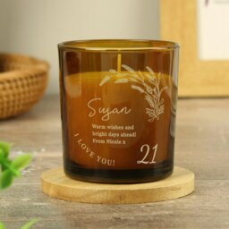 Rackhams Personalised Birthday Amber Glass Candle - thumbnail 2