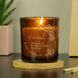 Rackhams Personalised Birthday Amber Glass Candle - thumbnail 1