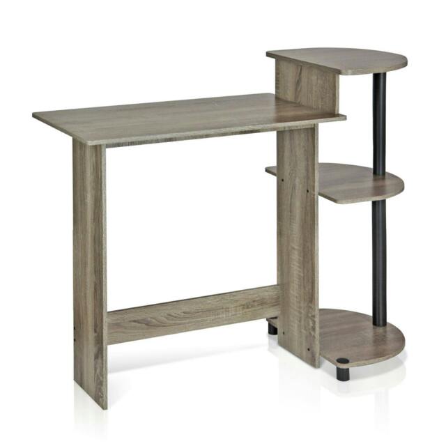 Rackhams Premium Desk - Compact Computer Desk with Shelves, French Oak Grey/Black, /BK for Smart Space Utilization - 11181GYW - image 1