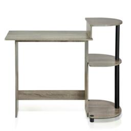 Rackhams Premium Desk - Compact Computer Desk with Shelves, French Oak Grey/Black, /BK for Smart Space Utilization - 11181GYW - thumbnail 2