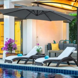 Rackhams 3M Sun Parasol Hanging Banana Umbrella Dark Grey - Cross base - thumbnail 3