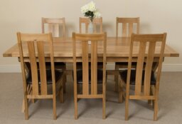 Rackhams Vermont Cross Leg Oak Extending Dining Table with Princeton Oak Chairs - Natural Oak - 8 chairs - thumbnail 3