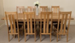 Rackhams Vermont Cross Leg Oak Extending Dining Table with Princeton Oak Chairs - Natural Oak - 8 chairs - thumbnail 5