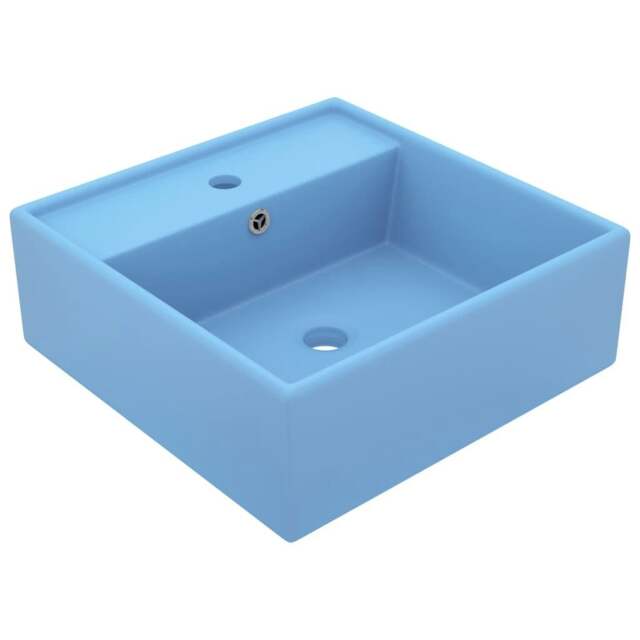 Rackhams Luxury Basin Overflow Square Matt Light Blue 41x41 cm Ceramic