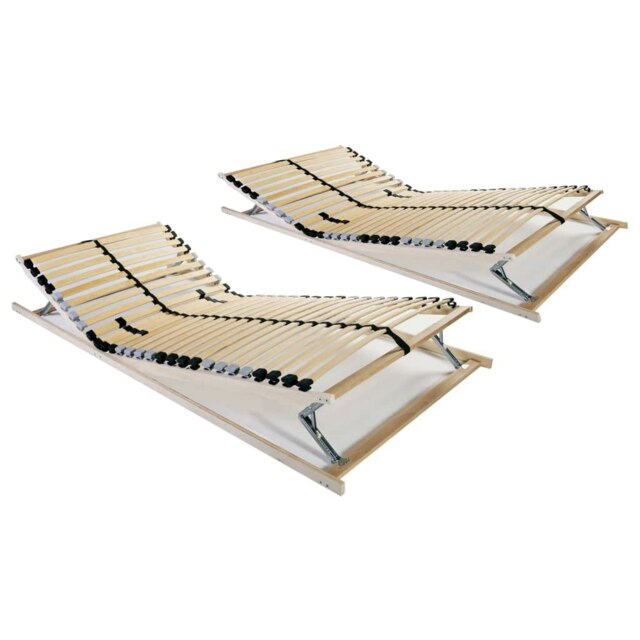 Rackhams Slatted Bed Bases 2 pcs with 28 Slats 7 Zones 80x200 cm