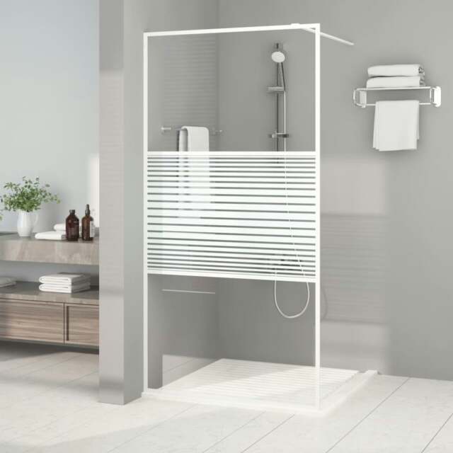 Rackhams Walk-in Shower Wall White 100x195 cm Clear ESG Glass