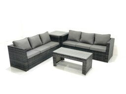 Rackhams Garden Outdoor Rattan Furniture Set with Sofa Coffee table Side Table Dark Grey Mixed - thumbnail 1