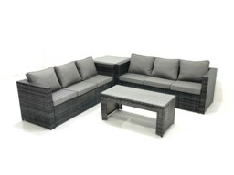 Rackhams Garden Outdoor Rattan Furniture Set with Sofa Coffee table Side Table Dark Grey Mixed - thumbnail 2