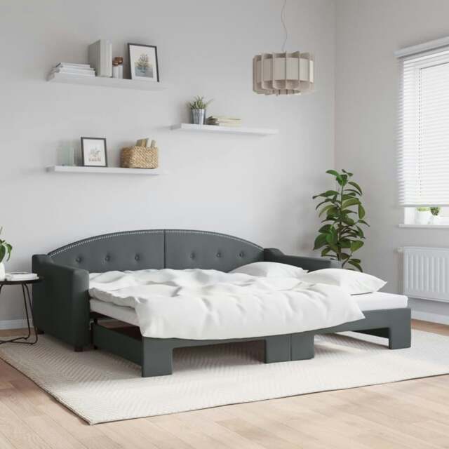 Rackhams Daybed with Trundle Dark Grey 90x190 cm Fabric