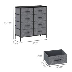 Rackhams 8 Drawer Fabric Chest of Drawers w/ Wooden Top for Hallway Black - Black - thumbnail 5