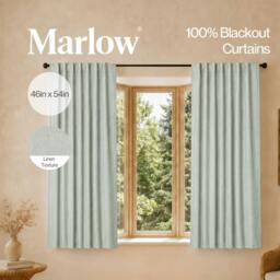 Rackhams 100% Blackout Curtains Thermal Linen Look Pair Ready Made 46x54 in Green - thumbnail 2