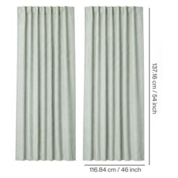 Rackhams 100% Blackout Curtains Thermal Linen Look Pair Ready Made 46x54 in Green - thumbnail 3