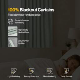 Rackhams 100% Blackout Curtains Thermal Linen Look Pair Ready Made 46x54 in Green - thumbnail 4