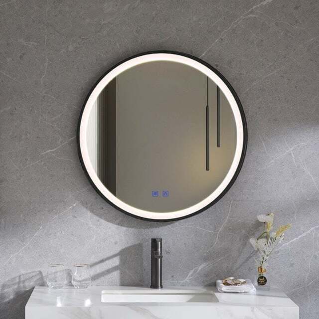 Rackhams Round Metal Framed LED Wall Mirror - 60cm W x 4cm D x 60cm H - image 1
