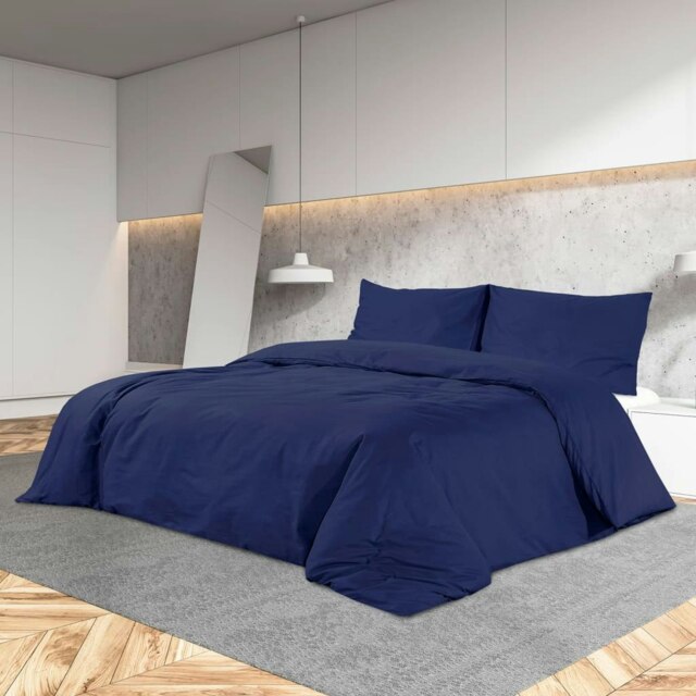 Rackhams Duvet Cover Set Navy Blue 220x240 cm Cotton