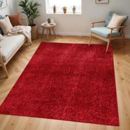 Rackhams Cloudy Shag-Solid Color Red Plush Soft Pile Rug - 120cm_diameter - thumbnail 2