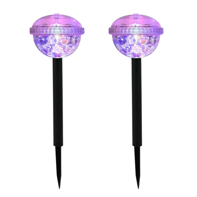 Rackhams Pack of 2 Solar Disco Stake LED Lights – Colour Changing Garden Lights - image 1