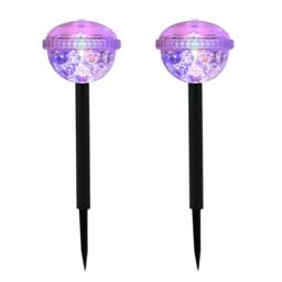 Rackhams Pack of 2 Solar Disco Stake LED Lights – Colour Changing Garden Lights