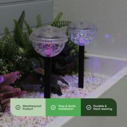 Rackhams Pack of 2 Solar Disco Stake LED Lights – Colour Changing Garden Lights - thumbnail 3