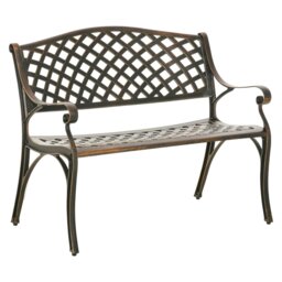 Rackhams Cast Aluminium Garden Bench 2 Seater Antique Park Loveseat, Bronze - Bronze Tone - Aluminium - 103cm x 62cm x 83cm - thumbnail 2