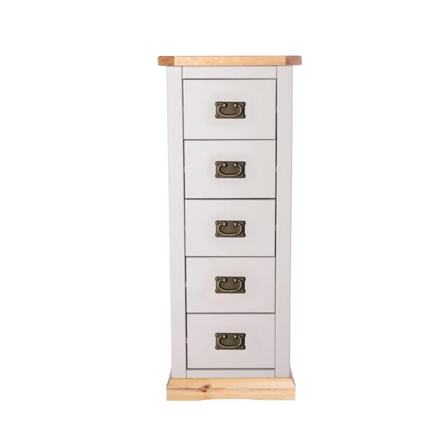 Rackhams Bomporto 5 Drawer Narrow Chest of Drawers Bras Drop Handle - Light Grey - image 1