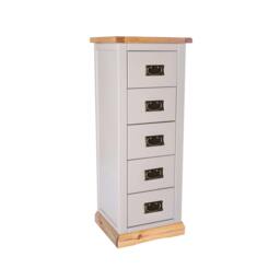 Rackhams Bomporto 5 Drawer Narrow Chest of Drawers Bras Drop Handle - Light Grey - thumbnail 2