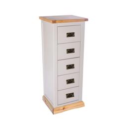 Rackhams Bomporto 5 Drawer Narrow Chest of Drawers Bras Drop Handle - Light Grey - thumbnail 3