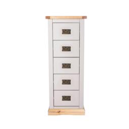 Rackhams Bomporto 5 Drawer Narrow Chest of Drawers Bras Drop Handle - Light Grey - thumbnail 1