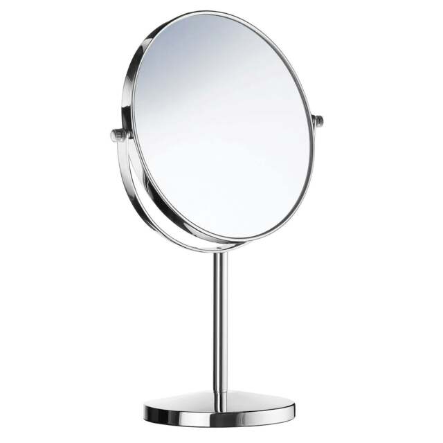 Rackhams Polished Chrome Double Sided Mirror (170mm) Freestanding 7x Magnification Bathroom Makeup or Shaving Mirror