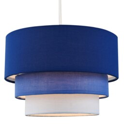 Rackhams Contemporary Round Triple Tier Midnight Blue Cotton Fabric Pendant Light Shade - thumbnail 2