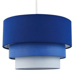 Rackhams Contemporary Round Triple Tier Midnight Blue Cotton Fabric Pendant Light Shade