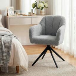 Rackhams 360 Degree Swivel Accent Chair, Snow Flannel Armchair, Grey