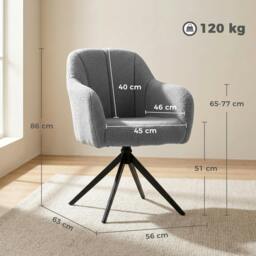 Rackhams 360 Degree Swivel Accent Chair, Snow Flannel Armchair, Grey - thumbnail 3