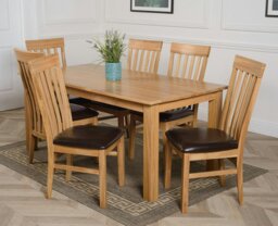 Rackhams Oslo 180 x 90cm Large Oak Dining Set with Harvard Oak Chairs - Natural Oak - 6 chairs - thumbnail 2