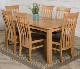 Rackhams Oslo 180 x 90cm Large Oak Dining Set with Harvard Oak Chairs - Natural Oak - 6 chairs - thumbnail 1