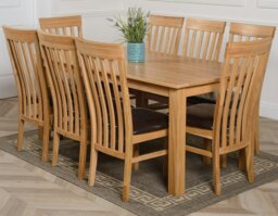 Rackhams Oslo 180 x 90cm Large Oak Dining Set with Harvard Oak Chairs - Natural Oak - 6 chairs - thumbnail 3