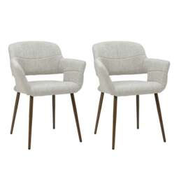 Rackhams Set of 2 Grey Linen Dining Chair with Metal Legs - thumbnail 2