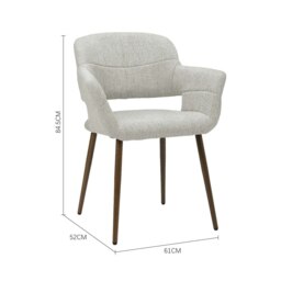 Rackhams Set of 2 Grey Linen Dining Chair with Metal Legs - thumbnail 3