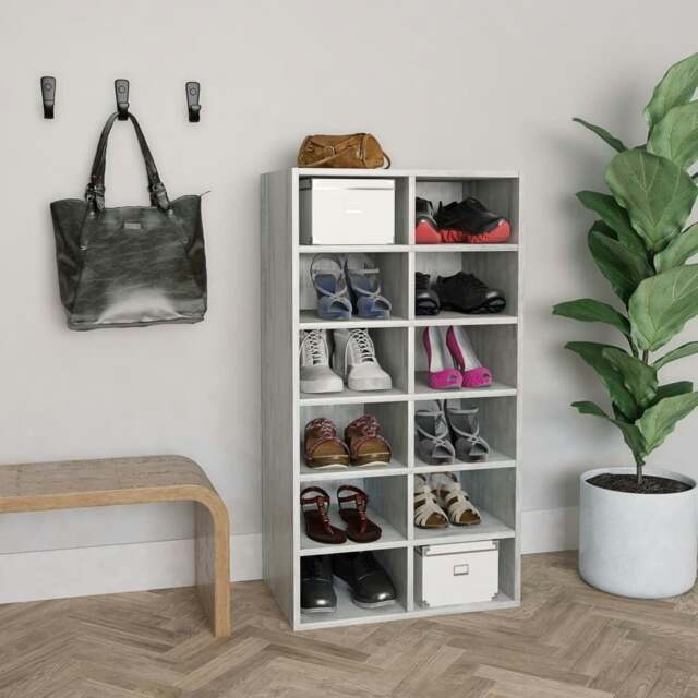 Rackhams Shoe Rack Concrete Grey 54x34x100.5 cm Engineered Wood