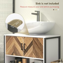 Rackhams Bathroom Under Sink Cabinet for Basin with or without Pedestal Cream - Cream - thumbnail 4