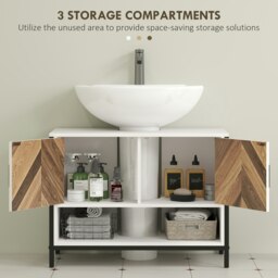 Rackhams Bathroom Under Sink Cabinet for Basin with or without Pedestal Cream - Cream - thumbnail 5