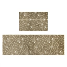 Rackhams Mega Mat Machine Washable Entrance Runner and Doormat Set, Brown Geo - thumbnail 1
