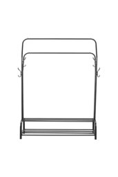Rackhams Metal Clothes Rack Freestanding Double-Rod Cloak Rack - Black - thumbnail 4