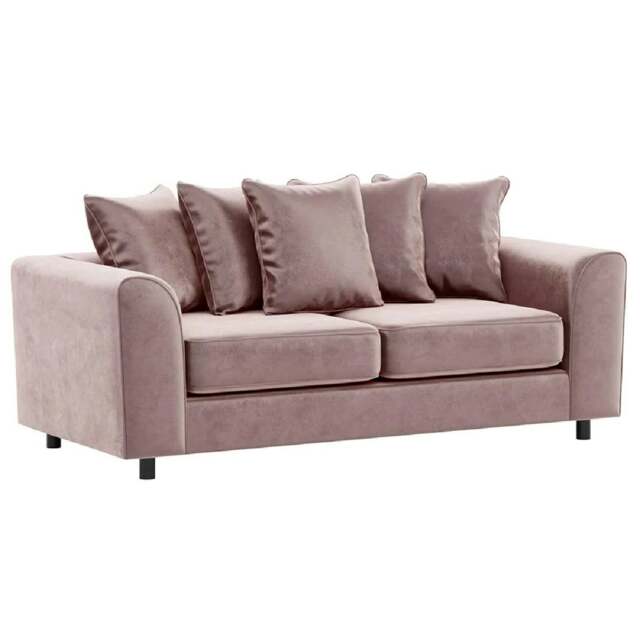 Rackhams Brooklyn Full Foam Plush Velvet 3 Seater - Pink - image 1