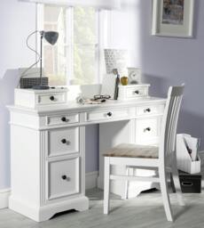 Rackhams Gainsborough Dressing Table with Extension Drawers. Large Dressing Table with 9 Drawers - White - thumbnail 1