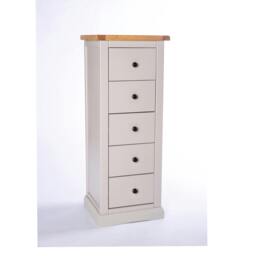 Rackhams Loreo 5 Drawer Narrow Chest of Drawers Brass Knob - Light Grey - thumbnail 2